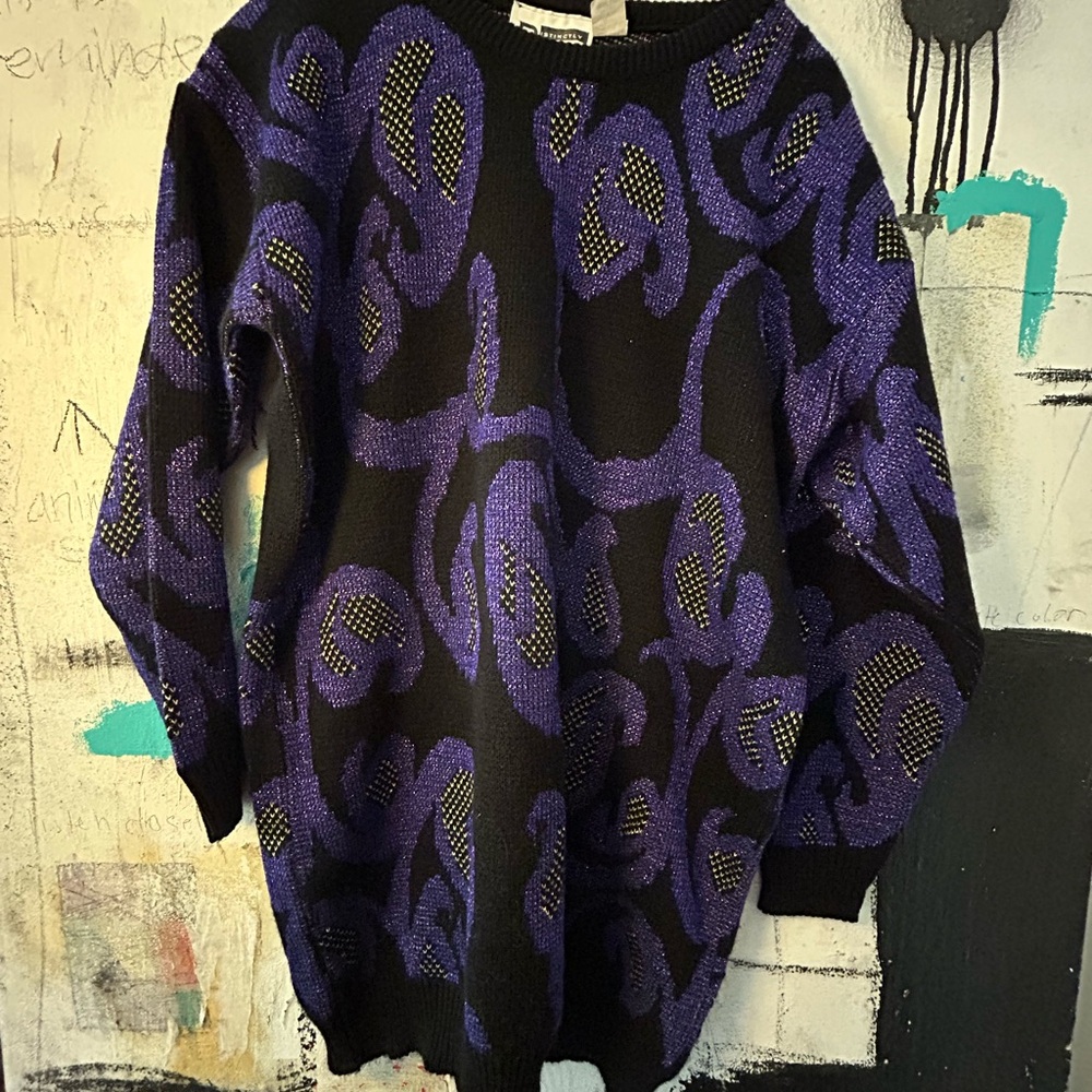 Vintage Black and Purple Women's Sweater